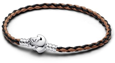 PANDORA Disney Der König Der Löwen Verschluss Moments Geflochtenes Lederarmband 593361C01-S1 Pulsera para Mujere