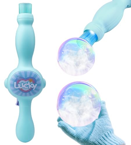 Smoke Bubble Machine, Bubble Machine for Kids, Magic Bubbles Fog Wand with Lights & Music, Rechargeable Bubble Liquid Maker Toys for Indoor Outdoor Birthday Party