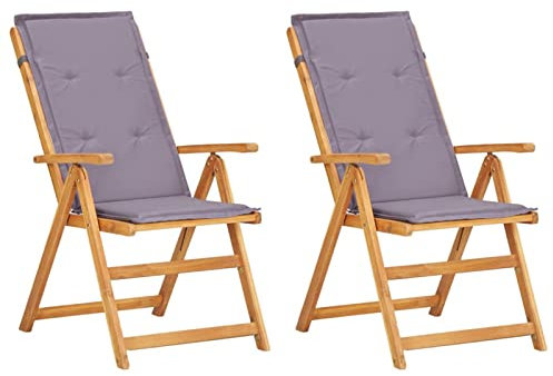Chaduof Verstellbare Gartenstühle 2 STK. Gartenmöbel, Balkonstühle, Hochlehner, Balkonmöbel, Bistrostuhl, Garten Stühle, Sit Möbel, Armlehnenstuhl, Braun Massivholz Akazie