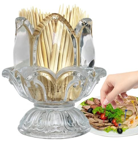 Dispenser per stuzzicadenti, dispenser per stuzzicadenti | Dispenser per stuzzicadenti in vetro | Scatola per stuzzicadenti portatile creativo per filo interdentale, porta pick cocktail, dispenser