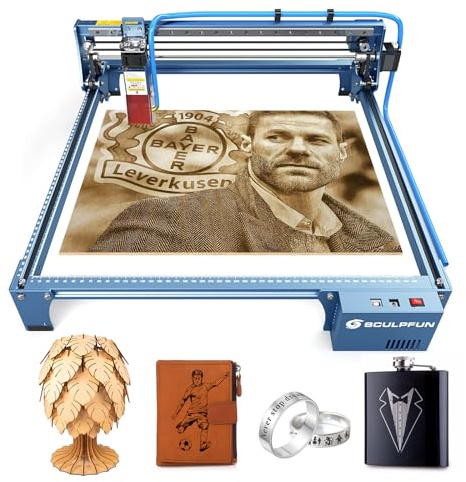 SCULPFUN S-10 - Macchina per incisione laser da 10 W, per legno/vinile/metallo/pelle, precisione di incisione 0,01 mm CNC laser, 0,08 mm