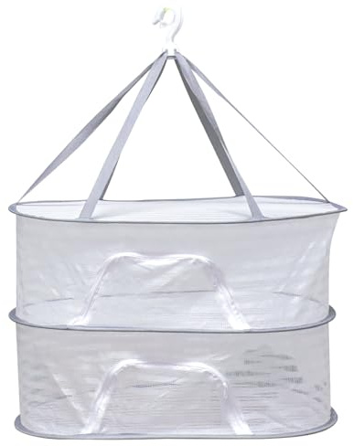 Red de Secado Plegable con Cremallera, Malla Colgante de 2 Capas para Hierbas, Verduras, Frutas, Carne, Té, Pescado y Hidropónicos - Rejilla Versátil
