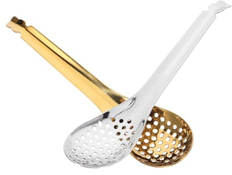 CONGARTENO 2stücke Edelstahl Kochlöffel Mit Schlitz Kleine Servierlöffel Für Obst Und Desserts Perforierte Löffel Für Küche Und Wohnaccessoires Tragbare Schlitzlöffel Für Täglichen Gebrauch