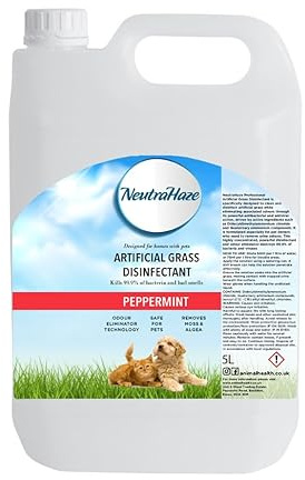 Artificial Grass Cleaner – Powerful 3-in-1 Disinfectant, Deodoriser & Cleaner Removes Bacteria & Neutralises Pet Odours Pet-Friendly (5 Litre, Peppermint)