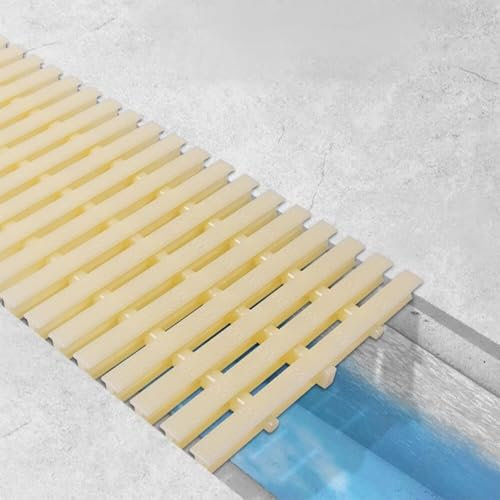 JvFbjLF Rejilla de Piscina de Empalme, Cubierta de Zanja de Drenaje de 10 m de Largo, Rejilla de desbordamiento de canalón, se Puede Girar(Milky (20CM),2 PCS)