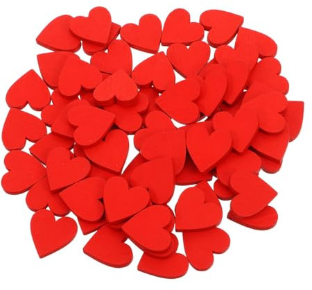 ibasenice 100 Piezas De Adornos De Corazón Rojo Recortes De Madera Artesanales Decoraciones De Mesa En Forma De Corazón De Madera Rojos Para Esparcir En La Mesa De Boda Confeti