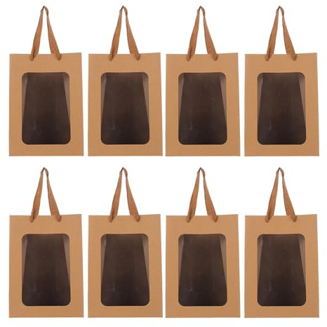 Gogogmee 10stücke Teiliges Kraftpapier-geschenktüten Sichtfenster Kleine Stabile Geschenktragetaschen Aus Hochwertigem Kraftpapier Vielseitig Für Süßigkeiten Snacks Party Und Hochzeit Robus