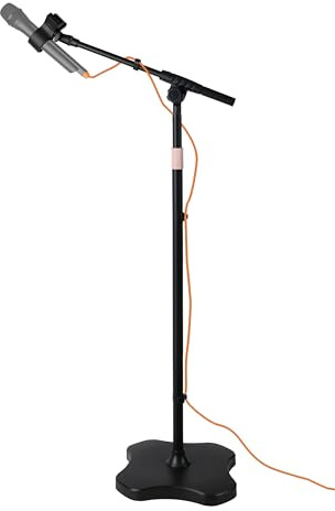 Mic Stand Floor with Boom Arm Microphone Stand with Heavy Weighted Base, Adjustable Height 25 to 69, Music Stand with Mic Holder, Cable Clips for Performance, Podcast, Recording Studio, Karaoke