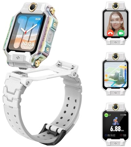imoo X10 Kids Smart Watch 4G Video/Voice Call & Real-time GPS Tracker, 1.6'' HD Split Dual Cameras, 32GB Storage Water Resistant to 20m, Heart-Rate Monitor Sports Modes with accessory kit(White)