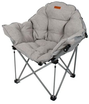 Eclipse Glampingstuhl Outdoor Campingstuhl Moonchair Super 200 KG | Soft Relax Stuhl klappbar Strandstuhl Balkonstuhl oder Gartenstuhl mit Tragetasche Modell: Atlas, Stofffarbe Stuhl:Grau