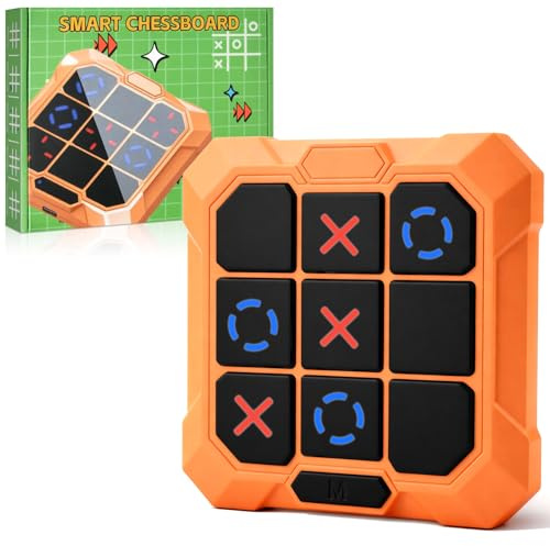 Tic Tac Toe Bolt Spiel, Tic Tac Toe Elektronisch, 6 in 1 Elektronisches Tic Tac Toe Spiel Wiederaufladbar mit Stummschaltfunktion, Handheld Puzzle Spielkonsole, Tragbare Reise Spiele Geschenke Kinder