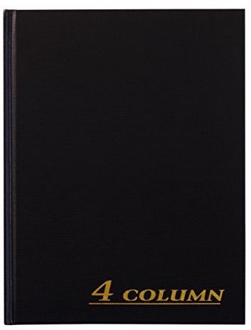 Adams livre de comptes, 4-column, Housse en tissu Noir, 23,5 x 17,8 cm, 80 pages par livre (Arb8004 m)