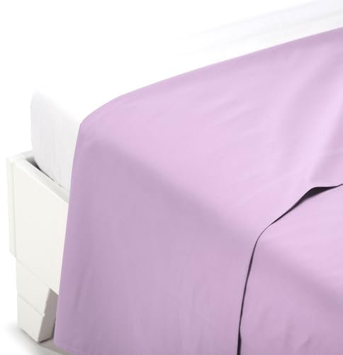 Caleffi Lenzuolo sopra Cotone Tinta Unita Lilla Singolo in Cotone - 00974