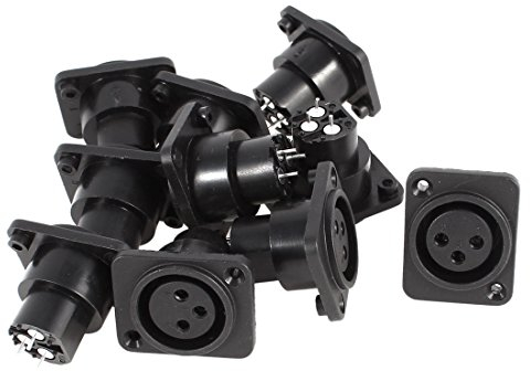 sourcing map 10 Stück MIC XLR Buchse Gerade Einbaubuchse Female 3-polig Chassis Panel Mount Sockel Schwarz