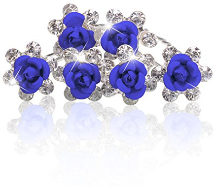 Autiga Haarnadeln Blume Rose Strass Blüte Kristalle Hochzeit Braut Haarschmuck Blumenhaarnadel Kommunion Haarpins Duttnadeln