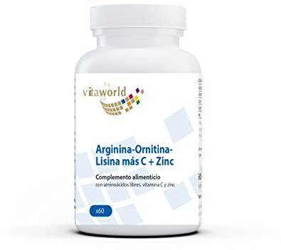 Arginina - Ornitina - Lisina + Vitamina C & Zinc 60 Cápsulas Vita World Farmacia Alemania - Aminoácidos