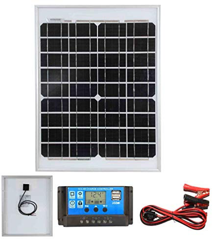 LOWENERGIE 20W Mono Solar Panel Battery Charging Kit with Charger Controller for Caravans, Motorhomes, Boats & Any Flat Surface. K1