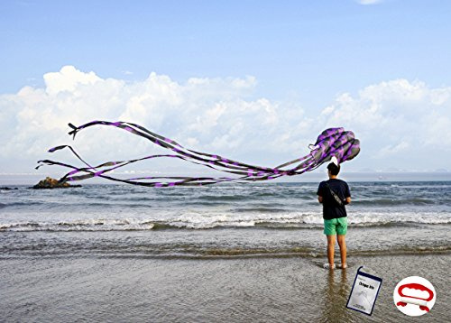 Kizh Kite Octopus Large Frameless Soft Parafoil Kites 157 Inchs Long Tail Easy to Fly for Adults Kids Outdoor,Activities,Beach Trip Great Gifts to Kids Build Childhood Priceless Memories(Purple)