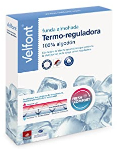 Velfont Funda Almohada Termo-reguladora 100% algodón - Temperatura Constante Durante la Noche (75cm)
