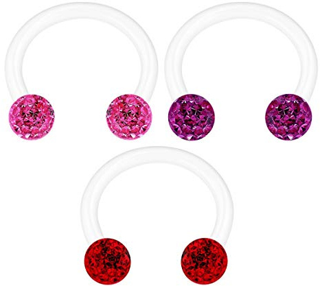 KJM FASHION Flexible Acryl Circular Barbell 1,2mm 16g 3 Stück