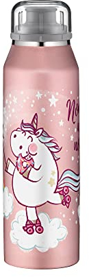 alfi KIDS ISO BOTTLE 500ml, unicorn, Isoliertrinkflasche Kinder Edelstahl, absolut dicht mit Drehverschluss, hält 12 Std. heiß, 24 Std. kalt, für Kohlensäure, ohne Fingerabdrücke, BPA-frei