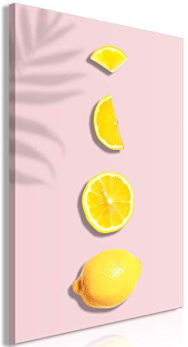 decomonkey Bilder Zitrone 60x90 cm 1 Teilig Leinwandbilder Bild auf Leinwand Vlies Wandbild Kunstdruck Wanddeko Wand Wohnzimmer Wanddekoration Deko Modern Obst Sommer