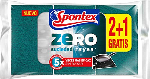 Spontex Zero Scourer 2+1, Polyurethane, Lemon Tree, 3 Unidad (Paquete de 1)