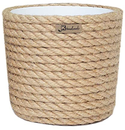 KORAD Pflanzentopf/Übertopf 14 Stil Boho EKO Natural, geflochtene Juteschnur, Graskorb, Jute, Ethno