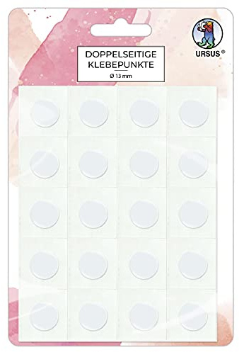 Ursus 44060000 - Doppelseitige Klebepunkte, Durchmesser ca. 13 mm, 100 Stück, transparent, permanent klebend, ideal für unsichtbare, dauerhafte Verbindungen