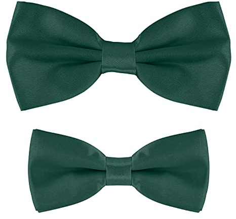 MASADA Vater-Sohn Fliegen Set im Partnerlook, bereits gebunden und verstellbar - Dunkelgrün