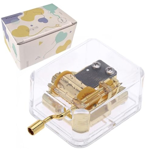 Pursuestar Swan Lake Music Box, Clear Gold Hand Crank Musical Box for Mom/Dad/Daughter/Son - Unique Best Gifts for Birthday Christmas Wedding Mother's Day