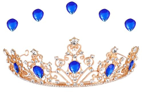 MEZHEN Kristallkrone Tiara Krone Damen Strass Krone Mädchen Braut Haarschmuck Diadem Hochzeit Kopfschmuck für Geburtstags Bankett Party Geschenk Brautschmuck Blau