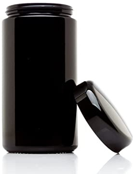 ULTRA JARS 500ml Wide Mouth Ultraviolet Glass Jar with Black Screw Top Lid - Airtight |Smell Proof | Leak Proof | UV Storage Container | Refillable Canister