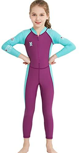 Wanym Traje de Neopreno Niño, Traje de Baño térmico de Neopreno de 2mm, Trajes Húmedos de una Pieza para Niños y Niñas Jóvenes, Traje de Baño Cálido de Manga Larga para Buceo Natación Surf,Rosado,S