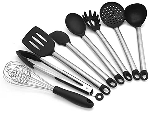 Juego de utensilios de cocina de 8 piezas Mango de acero inoxidable Utensilios de cocina Espátula antiadherente Herramientas de cocina Accesorios Juego de cocina de silicona Juego de espátulas (Set