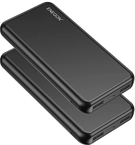 ENEGON 2-Pack Portable Charger Power Bank 10000mAh, The Phone Charger Battery with USB C in&Out and Dual USB Output for iPhone, iPad, Galaxy S9, Tablets and More (Black x 2)
