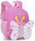 Tokeya Kinderrucksack Mädchen, Kleiner Schmetterlinge Rucksack Kinder mit Brustgurt, Wasserdicht Vorschule Kleinkind Schulrucksack Kindergarten Schultasche für 1-5 Jahre, Rosa