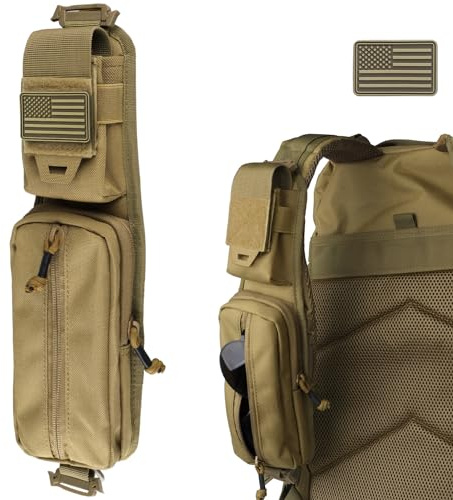 WYNEX MOLLE-Zubehörtasche mit Zwei Versionen, Rucksackgurt, Tasche, Schultergurt, MOLLE-Befestigung, taktisches Zubehör, Reißverschlusstasche, zusätzlicher Handyhalter für Kompassflasche