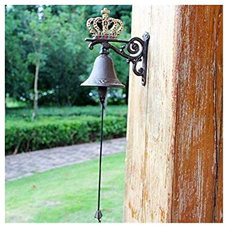AKSHVA Türglocke Gusseisen antik wandglocke Nordic Style Vintage braune Metall-Eisen-Tür-Dekoration-Glocke-Wand montiert Willkommensguss-WLAN-Türklingel-Veranda-Garten