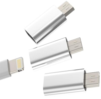 Micro USB Male to Lightning Female 3 Pack Charging Adapter Compatible with Galaxy S7 Active S6 Edge Nexus 5 K20 Android Power Port Converter for iPhone 13 pro max 7 X for iPad Cable Charge Cord