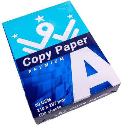 1 Paquete de 500 folios DIN A4, Papel de 80gr para Impresoras Láser y de Inyección Fotocopiadora-Fax, para Hogar.