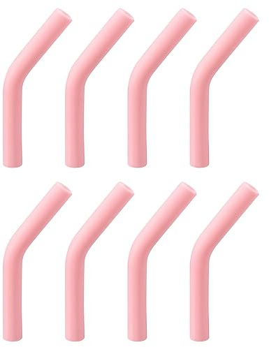sourcing map 8Stk Silikon Strohspitzen Silikon Stroh Winkelspitze Weich Wiederverwendbar Metall Stroh Abdeckungen Passend für 8mm/0.31 AD Edelstahl Strohhalme Hell Rosa