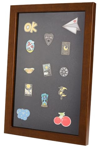 OLYCRAFT 23 x 33 cm stift display fodral medalj display ram trä bildram skåp brosch samling visningsfodral militär medalj visningsfodral för pin gåva märken samlarstift och medaljer – kamel