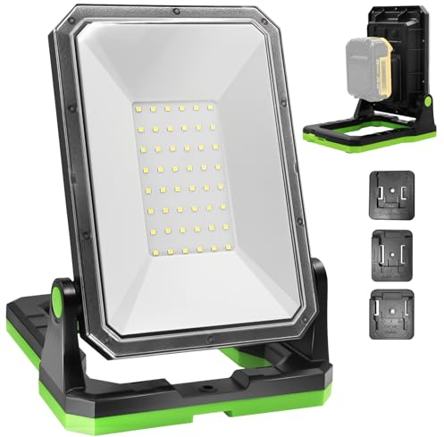 SYLSTAR Akku Baustrahler für 18-20V Akkus, 30W 3000LM Arbeitsleuchte LED Akku Lampe Kompatibel mit BOSCH Professional, Makita, DEWALT, Black&Decker, PorterCable, STANLEY und Milwaukee(nur Licht)