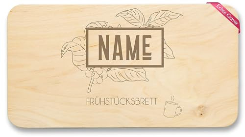 Geschenk mit Namen personalisiert by Shirtracer Frühstücksbrettchen Holz - Name Frühstücksbrett - 22x12 - Holz