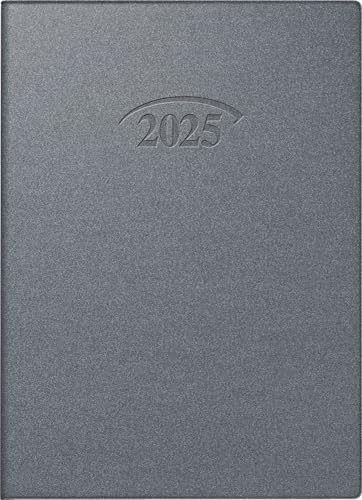 BRUNNEN Taschenkalender Modell 736 (2025), 1 Seite = 1 Tag, A6, 368 Seiten, Kunststoff-Einband, Artistico, silberfarben