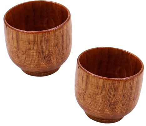 ZONADAH Lot de 2 gobelets en bois japonais anti-brûlure 50 ml pour thé, café, vin, whisky, pour cuisine, maison, bureau, restaurant