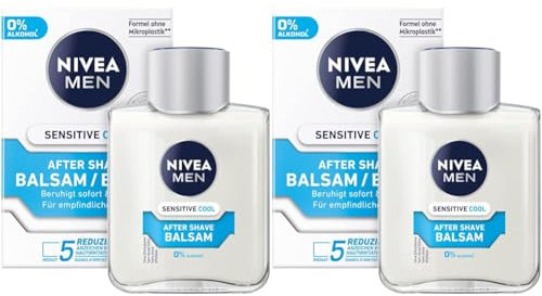 NIVEA MEN Sensitive Cool After Shave Balsam (100 ml), beruhigendes After Shave, Hautpflege nach der Rasur mit Kamille und Vitamin E (Packung mit 2)
