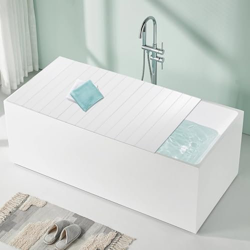 Badewannenabdeckung Faltbare Badewannenbrett Ablage Badewannenablage 170x70 cm Badewanne Brett Badablage wasserdichte Staubdichtes für Haus, Badezimmer, Weiß