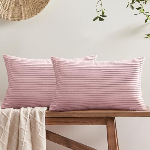 Softalker Kissenbezüge Altrosa 30x50 flauschig 2 Stücke Kissenhüllen Sofakissenbezüge Nackenkissen Dekokissen Couchkissen Kissen Aesthetic Deko für Sofa Wohnzimmer Schlafzimmer Bett